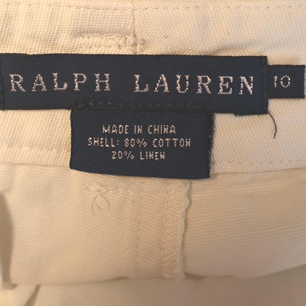 Ralph Lauren Linen Cotton Shorts Womens Size 10 Cream Cotton Preppy Clean Girl - Picture 4 of 9